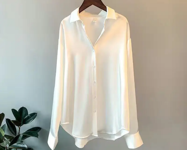 Blusa de Seda estilo da escritório, casual doce.